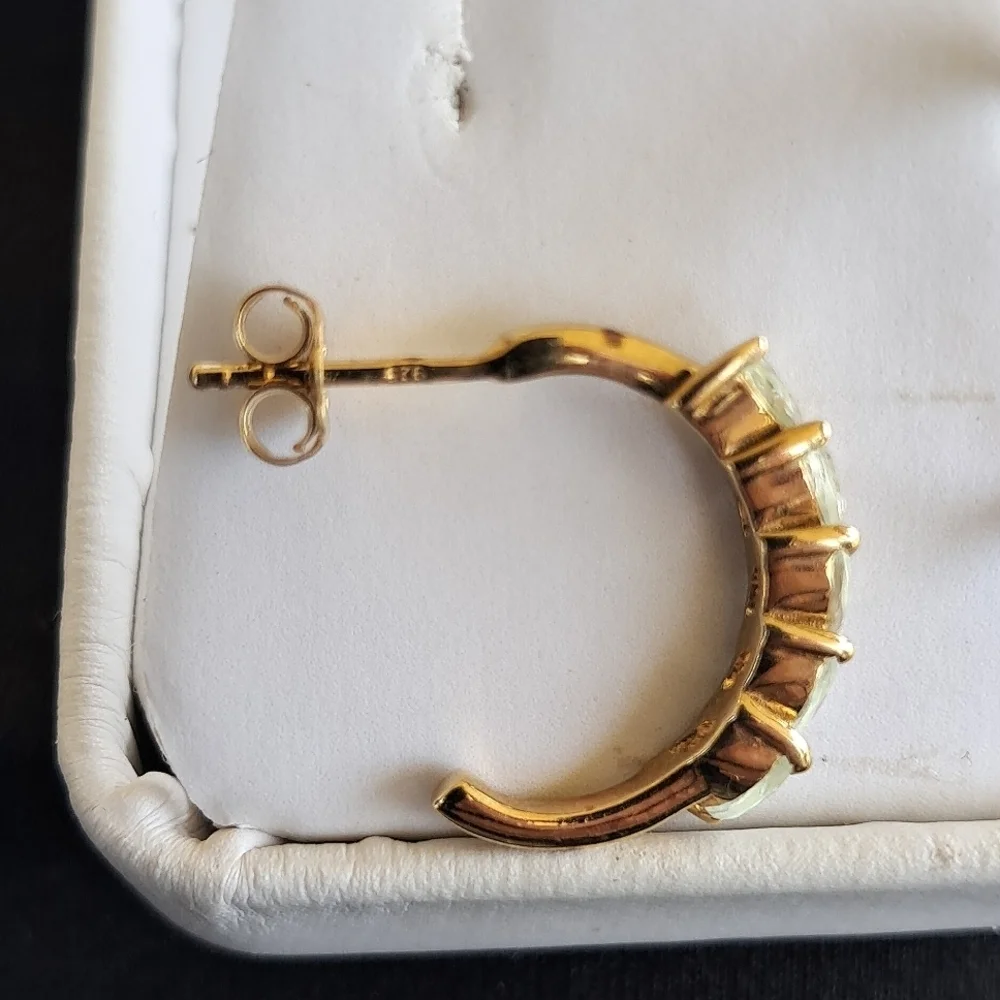Premium Rare Natural Chrysoberyl J-Hoop Earrings